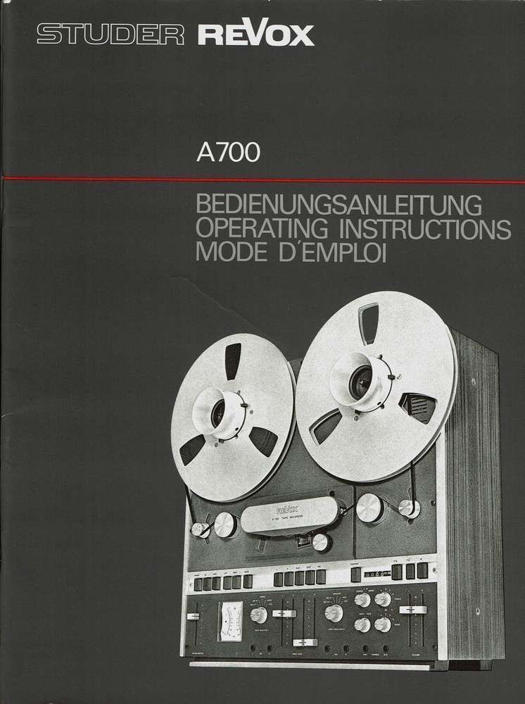 Revox Radios: Revox 700 Bedienungsanleitung original – Gebraucht aus Trimbach von SABO-61