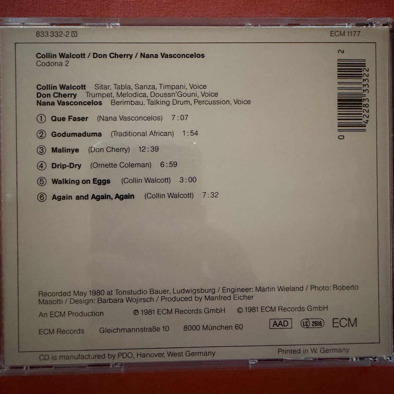CDs: Collin Walcott - D. Cherry - Vasconcelos / Codona 2 (CD ECM) – Gebraucht aus Zug von Mirare9 2