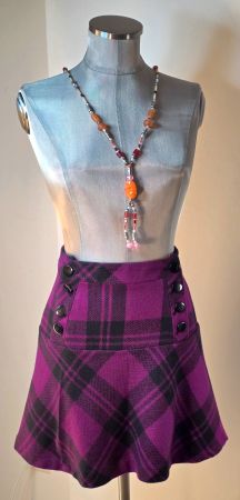S 36 HALLHUBER Wollrock Minirock A-Linie violett schwarz