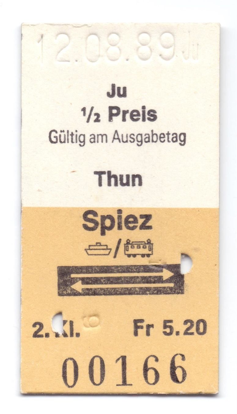 Biglietti: Schiff-Billette Thun - Spiez – Usato da Langenthal venduto da Sammlungs_aus