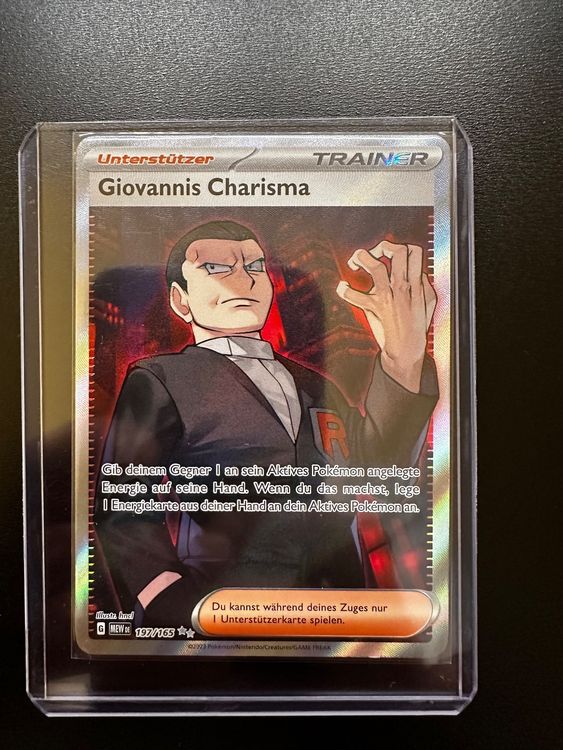 Pokmon 151 Card Pokmon 151 GIOVANNI'S CHARISMA Ultra Rare Card 197/165   English, Near Mint, Full Art Legendary Pokemon Cards