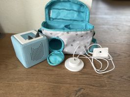 Tonie Box hellblau mit Ladekabel und Tasche