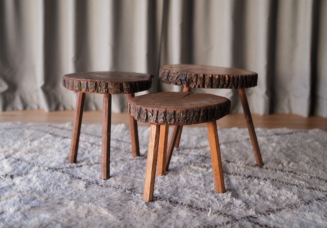 Tischset: 3 Beistelltische Rustic / Mid Century modern – Gebraucht aus Bern von Zmodern_VIN