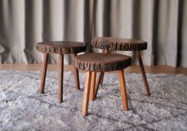 3 Beistelltische Rustic / Mid Century modern