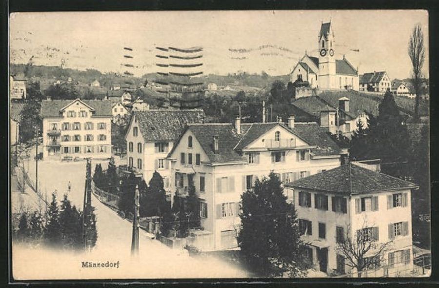 Ansichtskarten: Männedorf, Teilansicht, gelaufen 1916 – Gebraucht aus Frauenfeld von POML