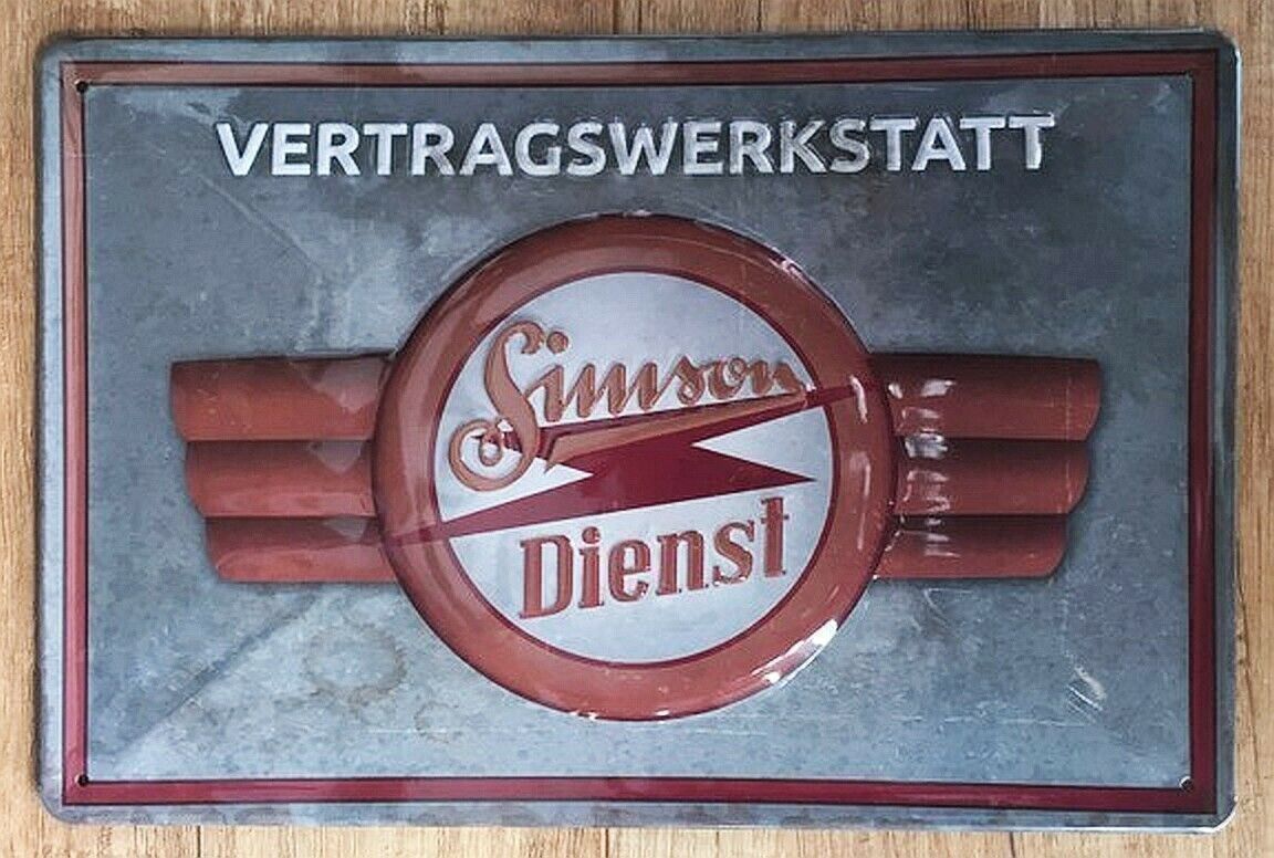 Simson Insegne: Blechschild 3D-SIMSON VERTRAGSVERKSTATT – Nuovo e nell'imballaggio originale da Rupperswil venduto da big-one-sale