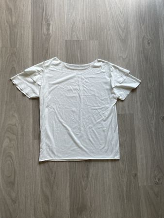 Damen T-Shirt Weiss Grösse S Rüschenärmel Guter Zustand