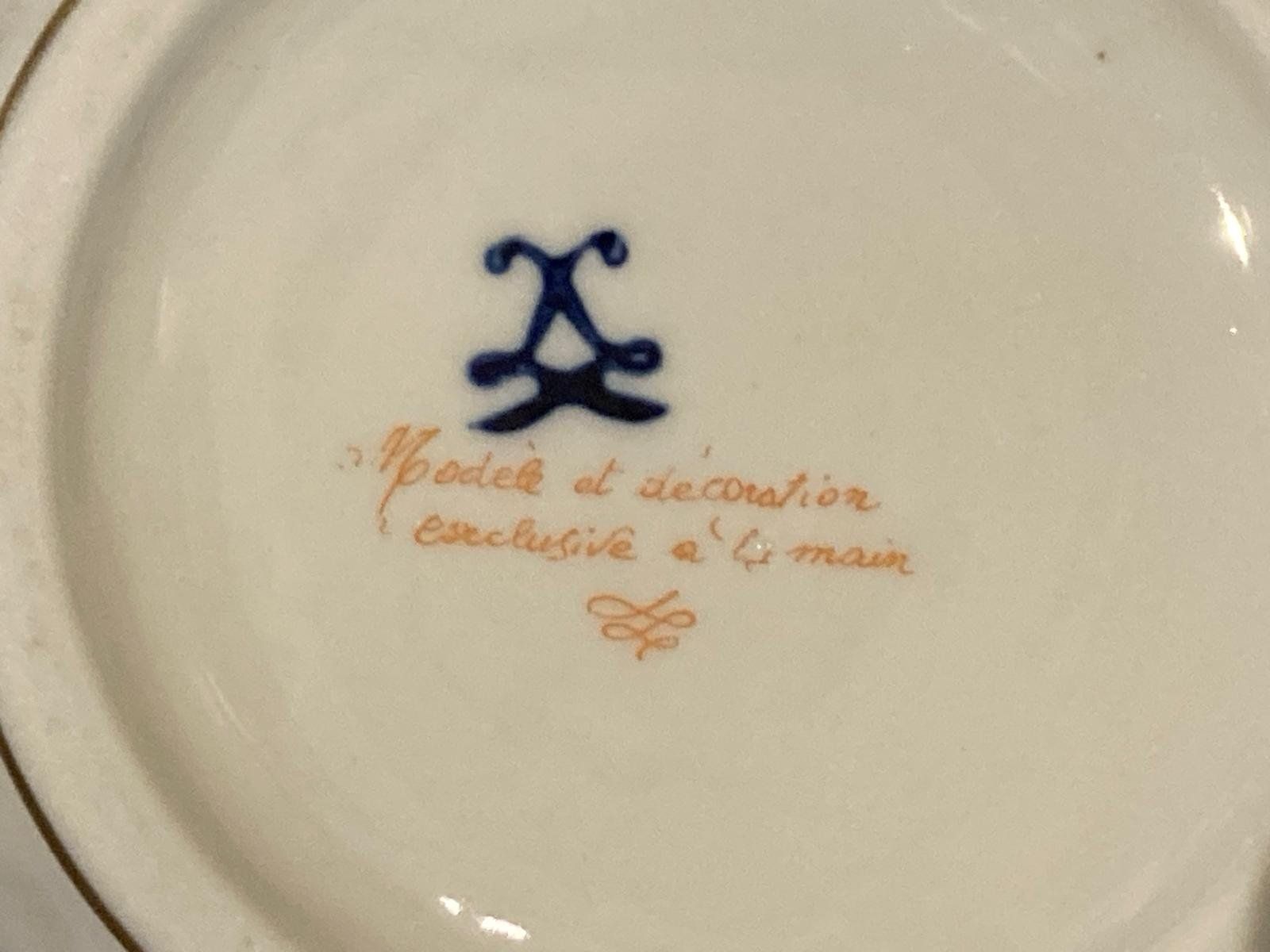 Schalen: Signed Sevres Modell handgefertigte Schüssel mit Unterteller – Gebraucht aus Niederhelfenschwil von Chleeblatt1938 3