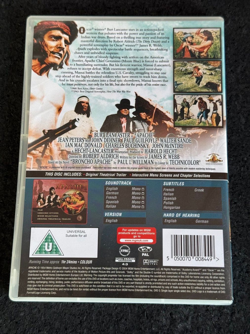 Tutti i DVDs: Apache Burt Lancaster DVD EN/DE/FR/SP/IT – Usato da Fribourg venduto da tschjoly 1