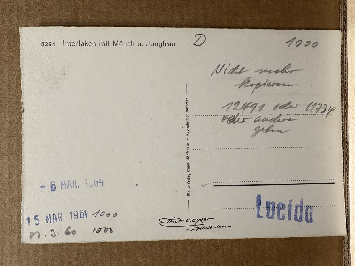 Cartoline postali: AK von Interlaken / Mönch & Jungfrau Bergpanorama – Usato da Rümlang venduto da Kartenpost1 1