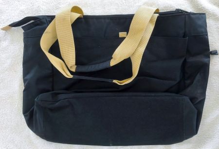 Schwarze Stofftasche mit gelben Henkeln - Top Zustand!