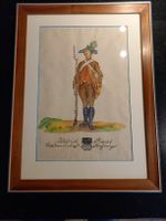 Aquarelle ancienne, peinture, Grenadier fribourgeois