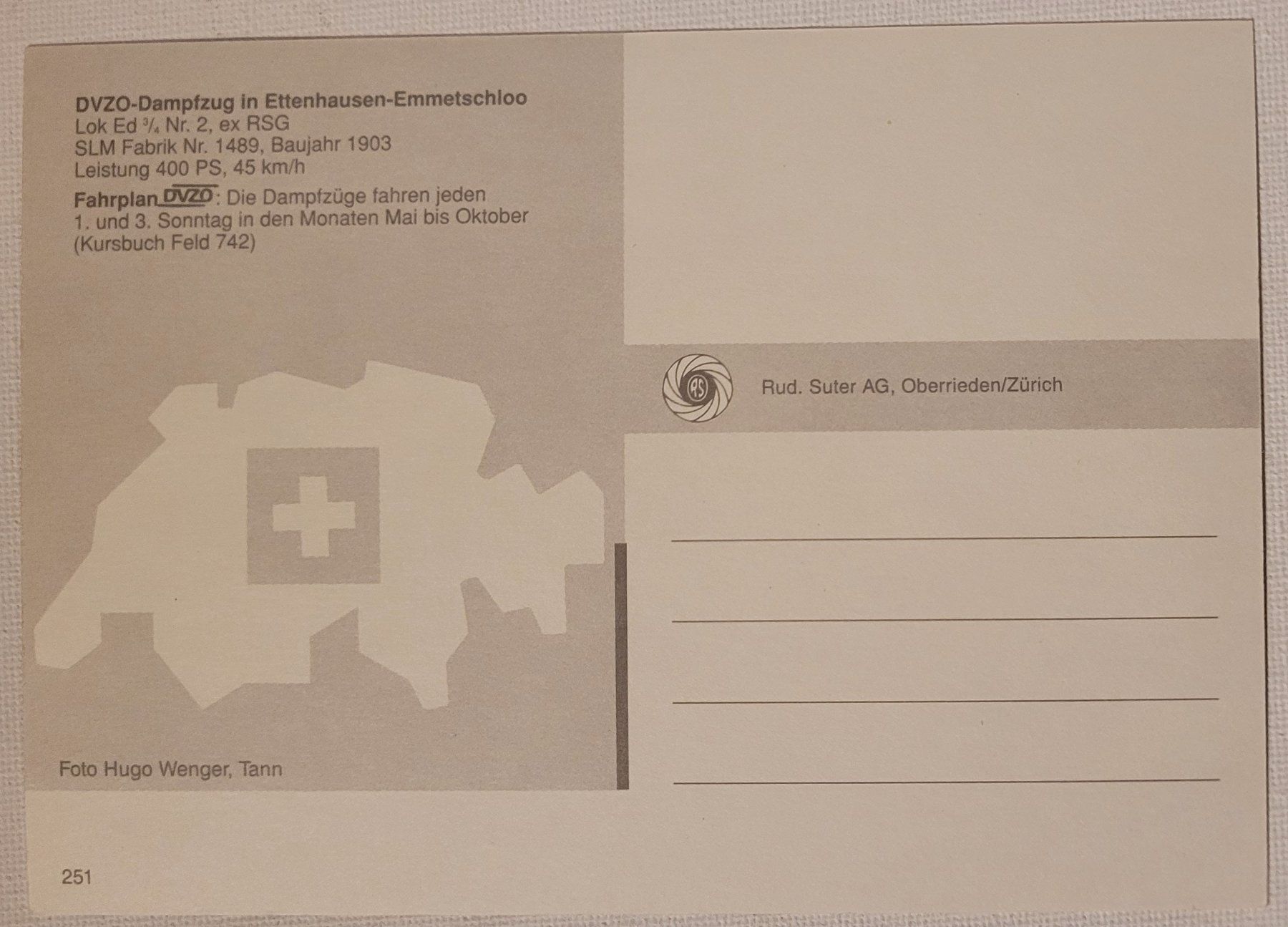 Ansichtskarten: DVZO-DAMPFZUG / TRAIN À VAPEUR DVZO – Neu (gemäss Beschreibung) aus Neftenbach von Mador6 1