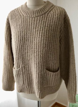 ZARA Pullover, Pulli, Strickpulli, S - M, beige, Kunstfaser