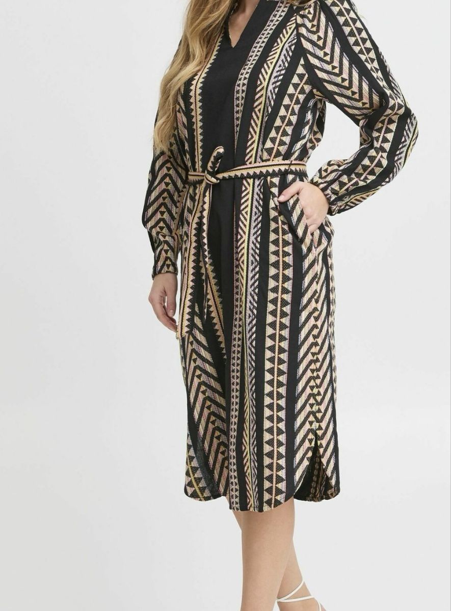 Kleider: PULZ Kleid, Grösse L, schwarz gemustert, Herbstlook – Neu (gemäss Beschreibung) aus Buchs SG von am321
