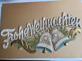 Schild Karton Frohe Weihnachten vintage