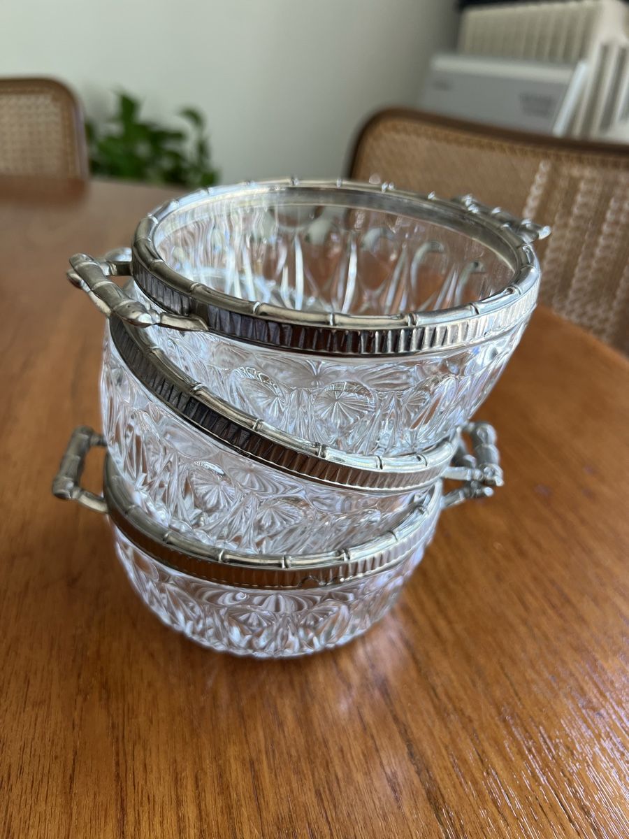Ciotole: Silver plated Glas Webster Wilcox Italy bamboo – Usato da Zürich venduto da Zurich_TimeCapsule 1