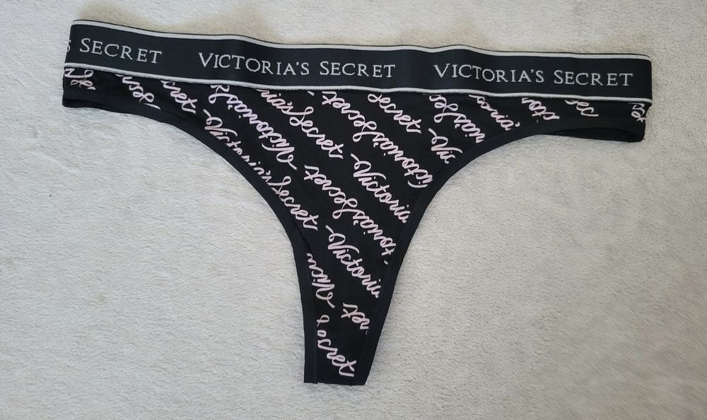 Victoria's Secret String in M Schwarz Logobund Logoscript 🖤 (Neu und ...