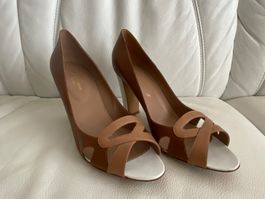 Sommerpumps braun weisser Absatz SERGIO ROSSI Grösse 39,5