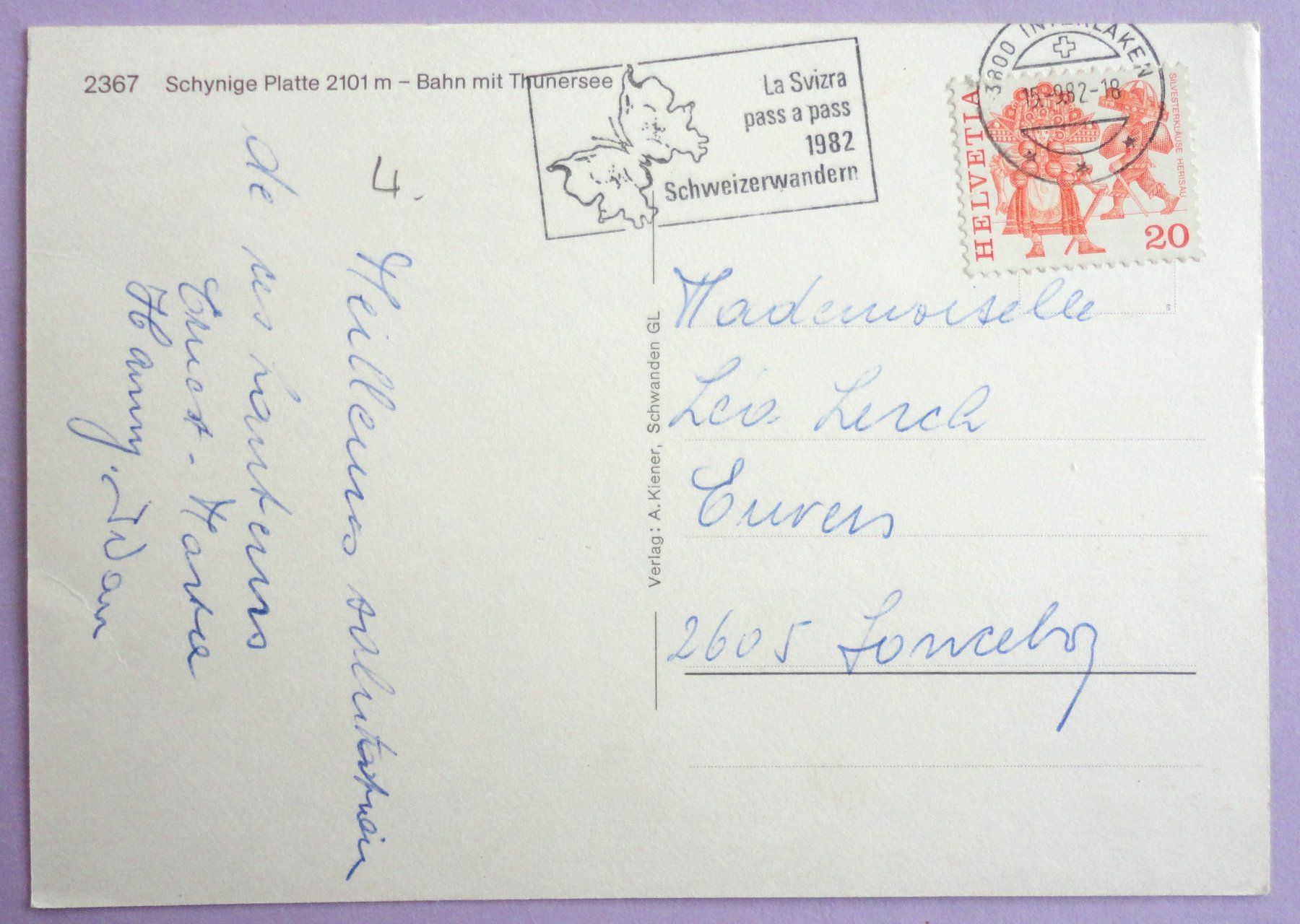 Cartoline postali: Schynige Platte 2101 m - Bahn mit Thunersee – Usato da Fétigny venduto da Billy2miny 1