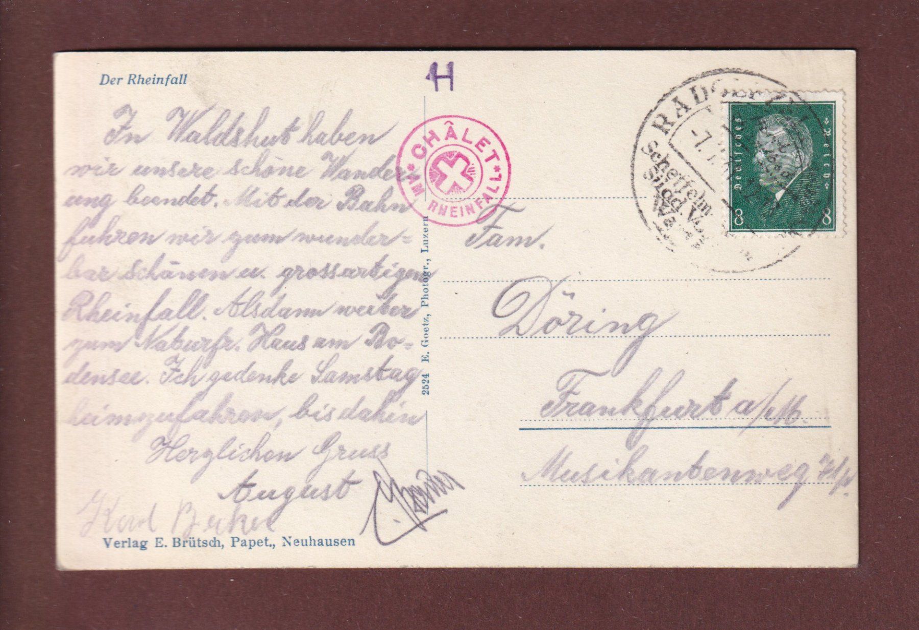 Cartoline postali: RHEINFALL - 1931 – Usato da Pully venduto da nicecards 1