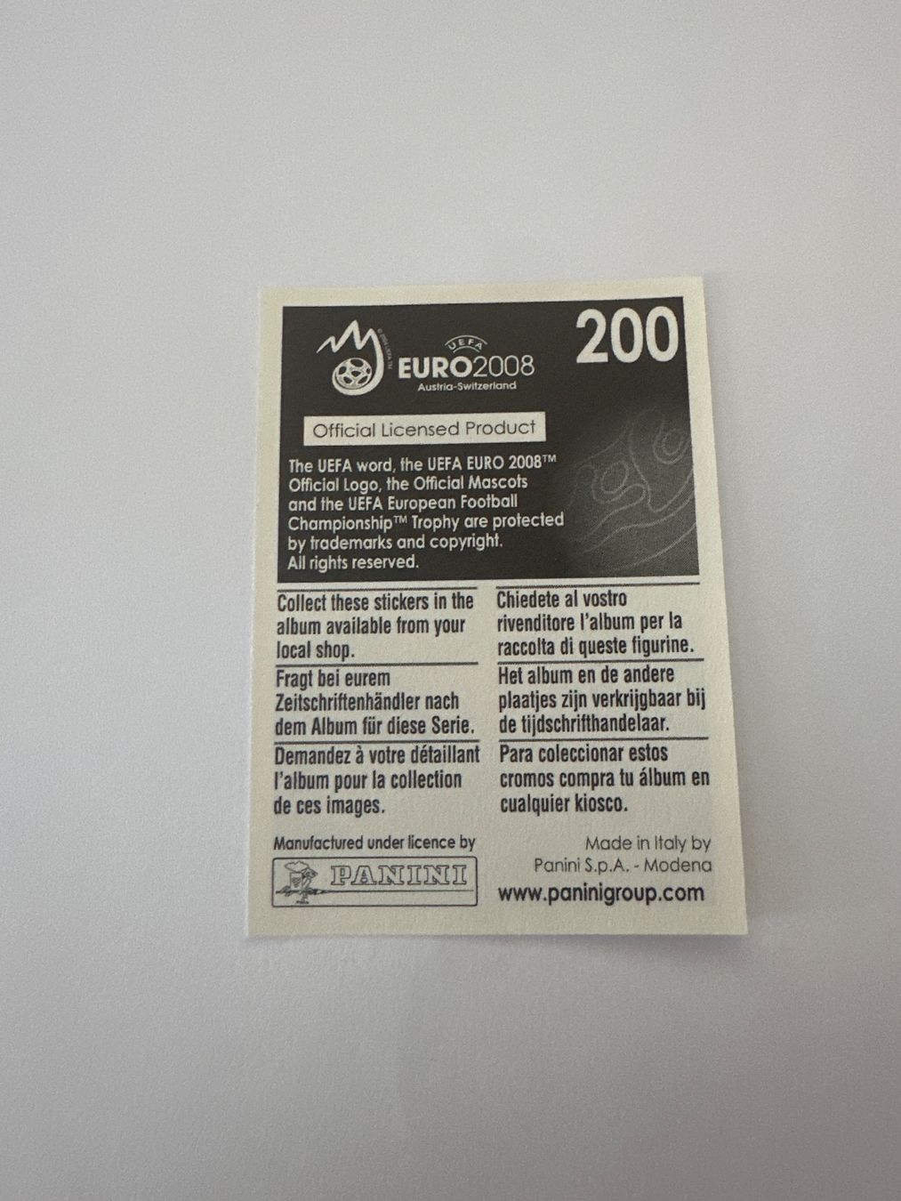 Panini Cartes à collectionner: Panini UEFA EM 2008 Sticker - Nr. 200 – D'occasion à Sulz AG par DealWerk 1