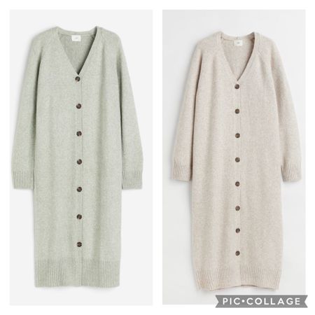 H&M HM 2 x Cardigan Kleid Strickkleid  XS beige hellgrün