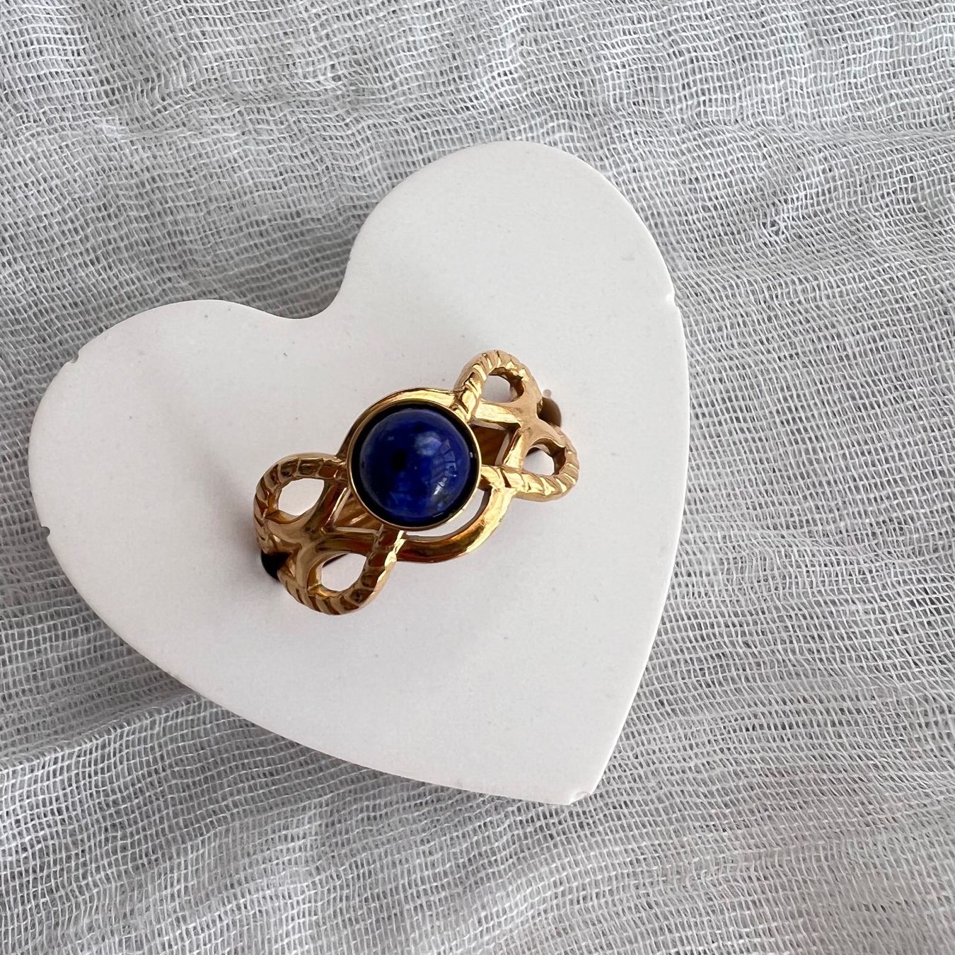 Ringe: Bague plaquée or avec lapis lazuli – Neu (gemäss Beschreibung) aus Pully von sunaddict 1