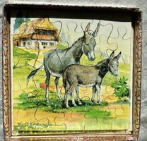 4x Vintage Kinder Puzzle, Bauernhoftiere