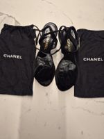CHANEL Black Velvet Camellia Heels (36.5)