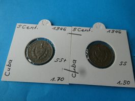 Cuba, Konvolut alte Münzen  1946