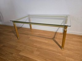 Vintage Glastisch / Couchtisch (Messing-Optik)