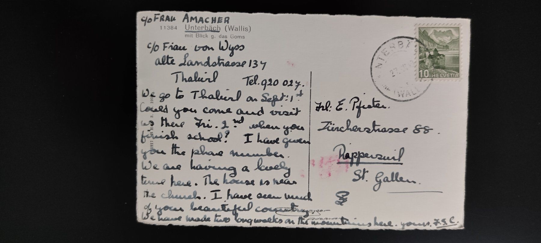 Cartoline postali: Unterbäch(Wallis) um ca. 1949? – Usato da Ohmstal venduto da Lebensfreude05 1
