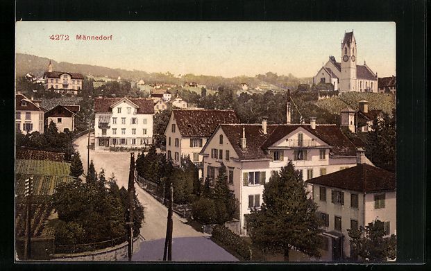Ansichtskarten: AK Männedorf, Teilansicht mit Kirche – Gebraucht aus Berlin von bartko-reher