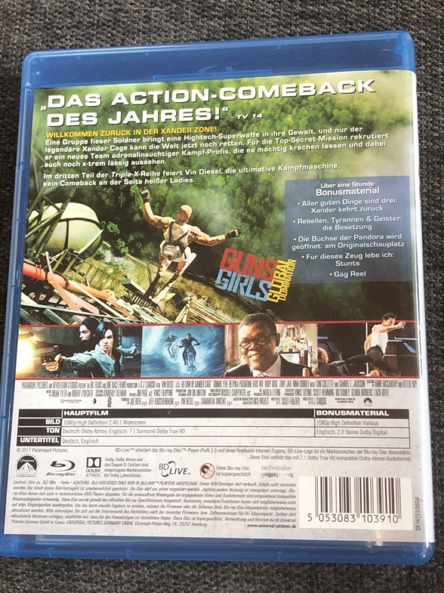 Tutti i DVDs: Blu-Ray DIE RÜCKKEHR DES XANDER CAGE – Usato da Balsthal venduto da Katzenfan99 2
