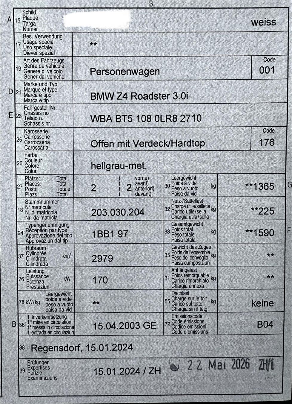 BMW Automobili: BMW Z4 3.0i Roadster – Usato da Dübendorf venduto da Ithaka 6
