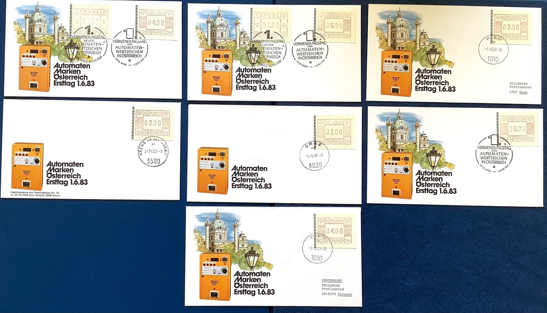 Tutti i francobolli: 1983 - Österreich -  ATM - Div.FDC – Nuovo (secondo la descrizione) da Liestal venduto da Pep3