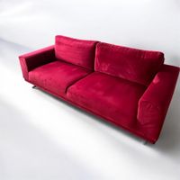 Sofa rot Samt-Material Zweisitzer guter Zustand
