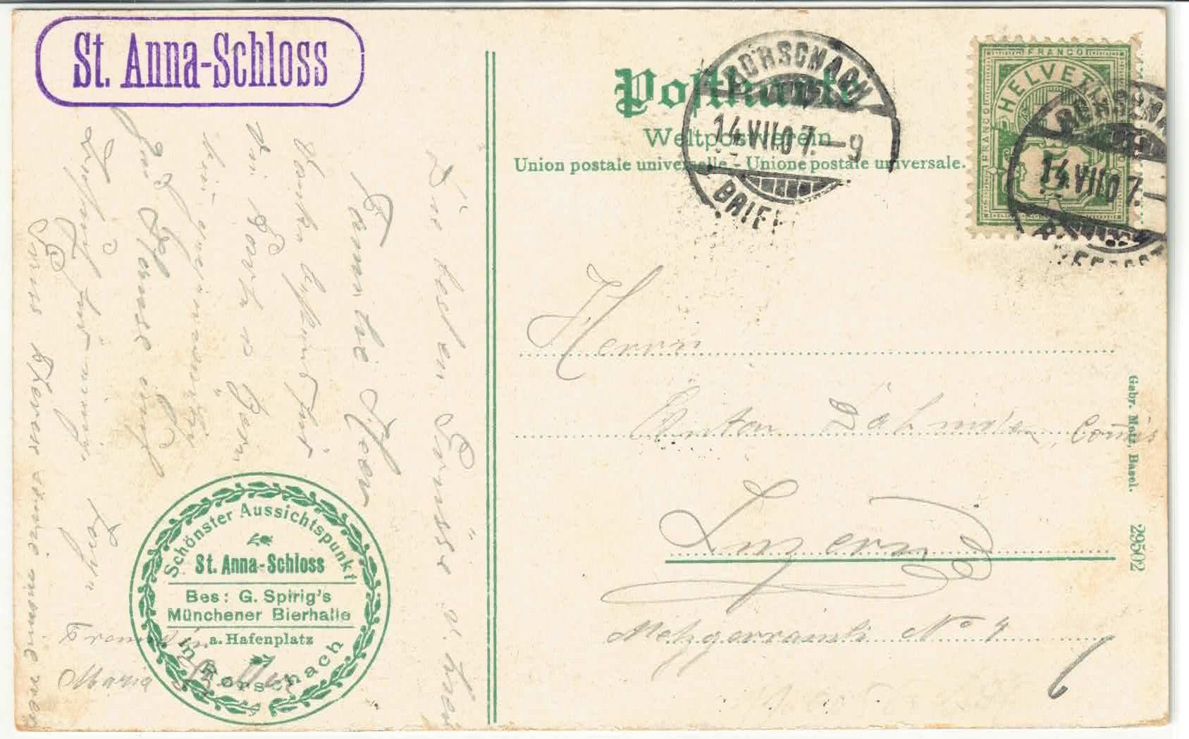 Cartoline postali: St. Anna-Schloss mit Rorschach und Bodensee - Litho – Usato da Ettingen venduto da Kartenplanet 1