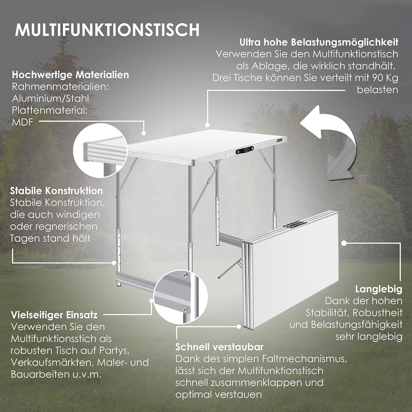 Set di tavolo e panche: KESSER 3× Multifunktionstisch klappbar – Nuovo e nell'imballaggio originale da Bottighofen venduto da zaap 1