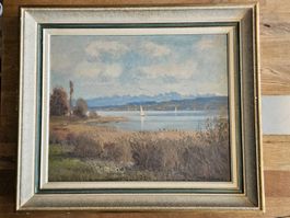 Ölgemälde Am Zürichsee 1956 signiert