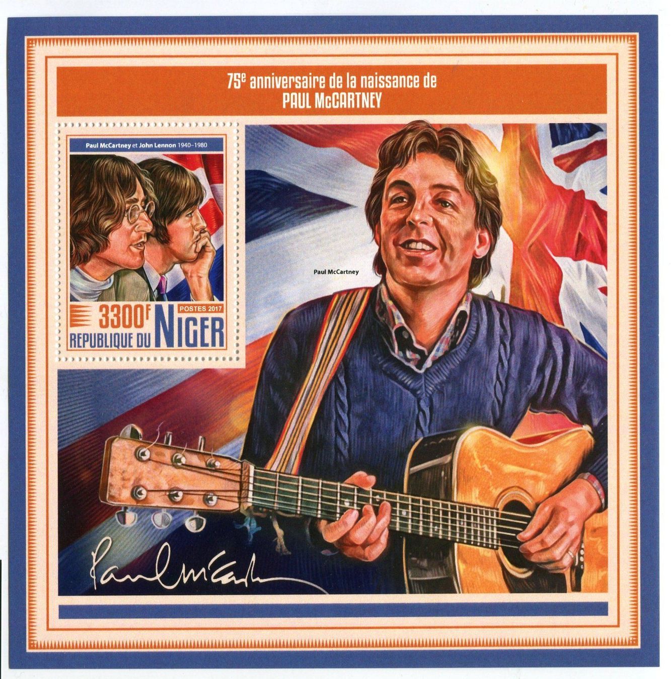 Tous les timbres: Block "The Beatles. Paul McCartney". Niger – Neuf avec emballage d'origine à Basel par Butsch5