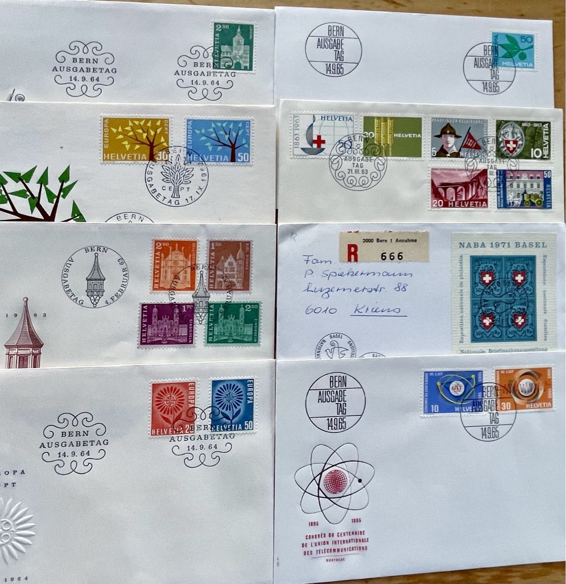 Alle Briefmarken: 10 CH-Ersttagsbriefe 1961-1971, s. Abbildungen – Gebraucht aus Rorschach von Ziltenera