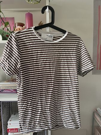 T-Shirt gestreift braun weiss Grösse S SELECTED FEMME