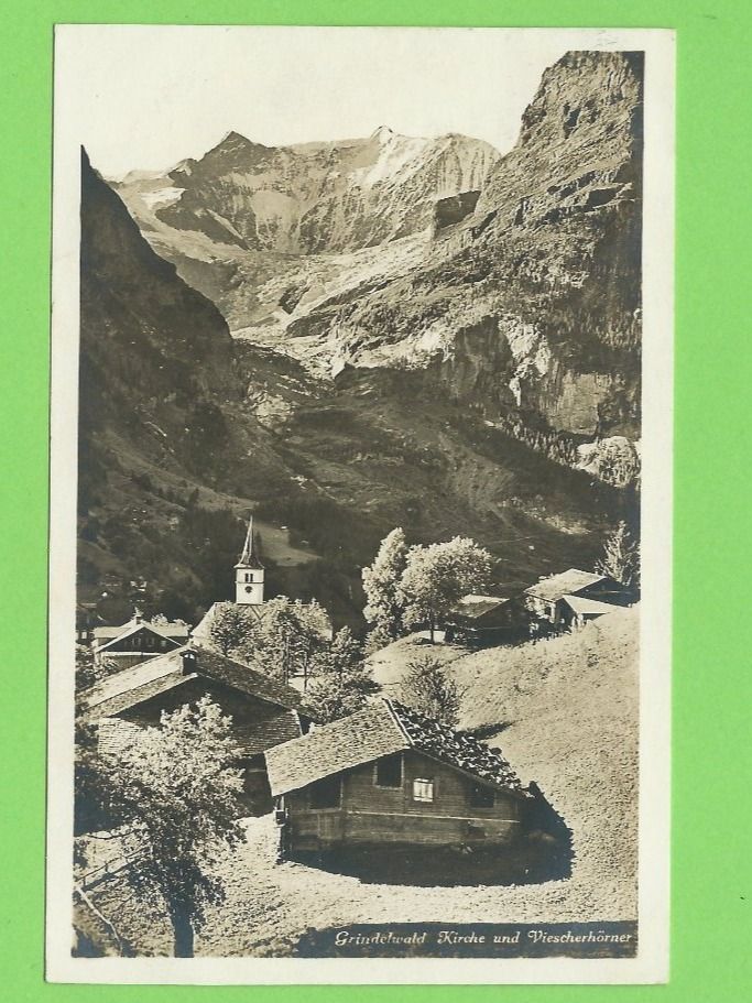 Cartoline postali: Grindelwald Kirche und Viescherhörner – Usato da Zürich venduto da t24_de