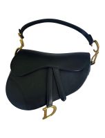 Dior Sac à main en cuir Saddle noir
