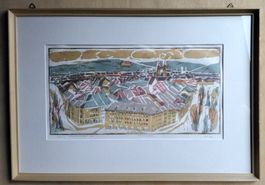 H.Affeltranger Holzschnitt 'Winterthur' signiert und datiert