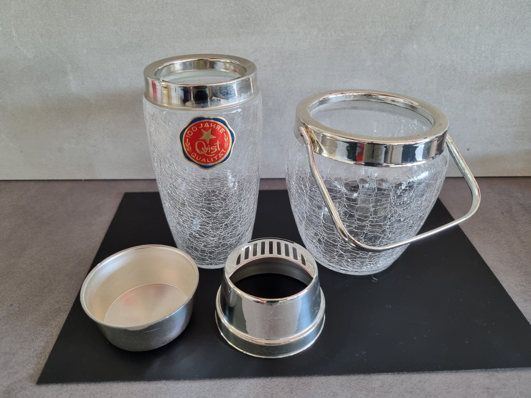 Küchengeräte: QUIST Craquelé Glas Cocktail Shaker mit Eisbehälter 1960er – Gebraucht aus Lenzburg von freedomky 1