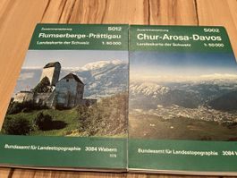 2 Wanderkarten Flumserberge/Chur-Arosa-Davos, 1:50000