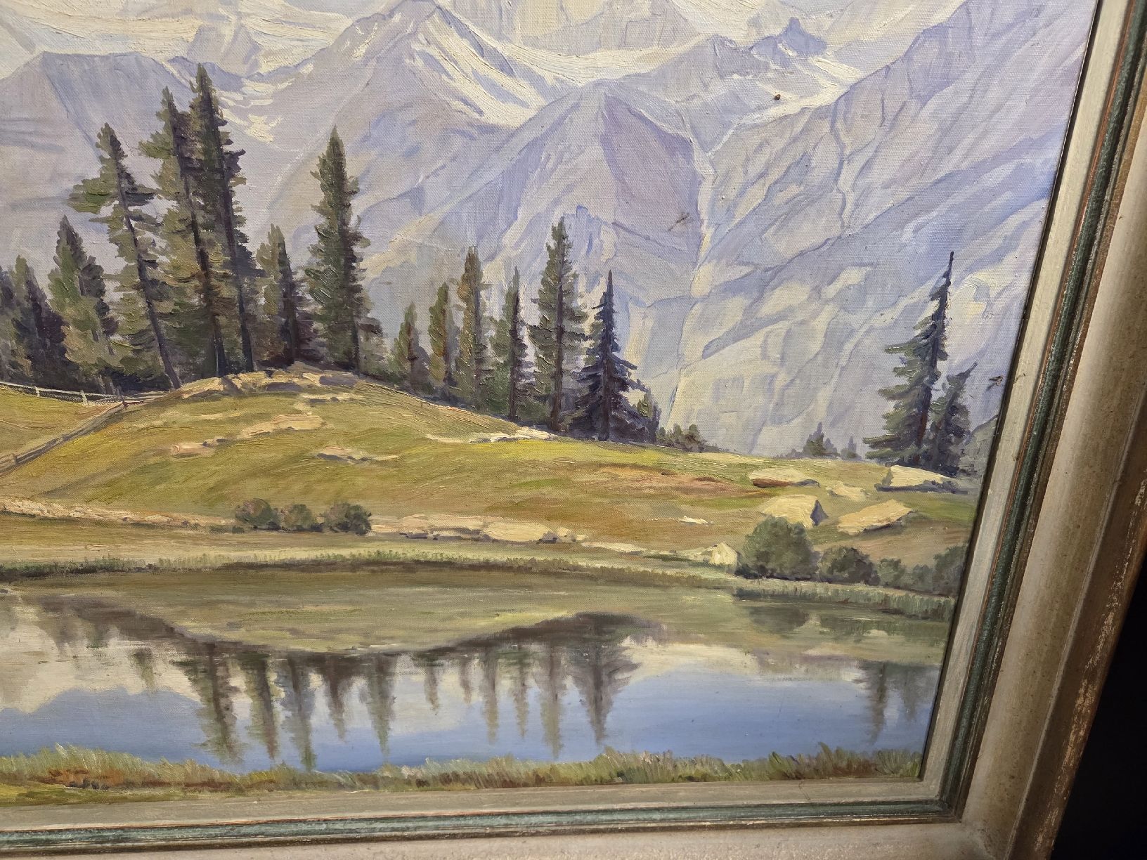 Dipinti: Gemälde L.Frank, Berglandschaft mit See – Usato da Dietikon venduto da Allegra34 2